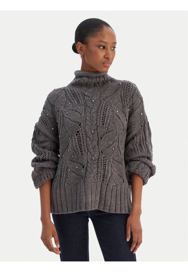 Liu Jo Golf MF5451 MA37R Szary Regular Fit. Typ kołnierza: golf. Kolor: szary. Materiał: akryl, wełna