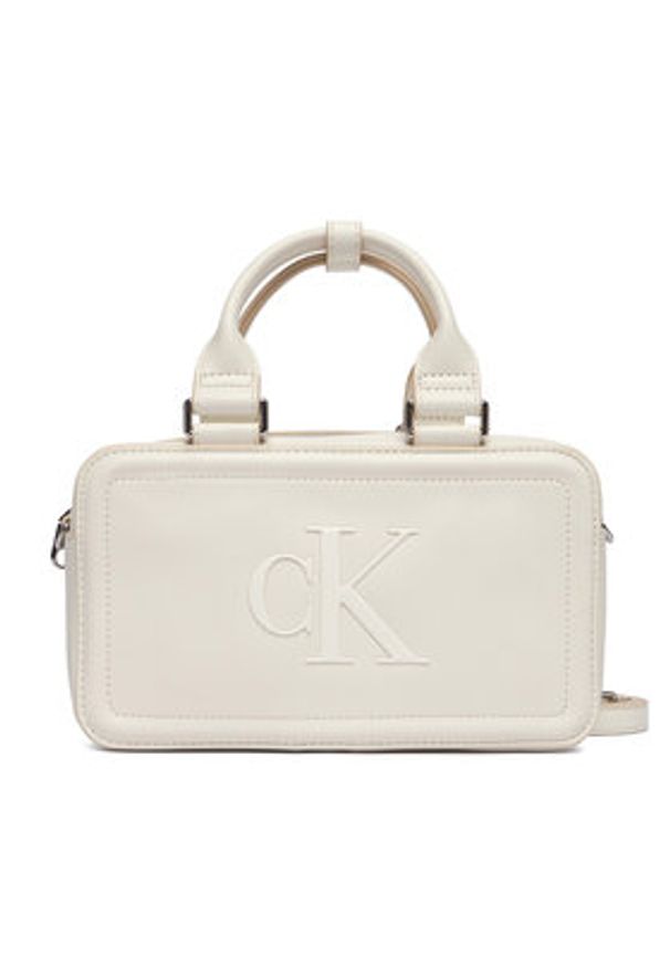 Calvin Klein Torebka Bold Ck Elongated Mini Tote LV04F3411G Biały. Kolor: biały. Materiał: skórzane