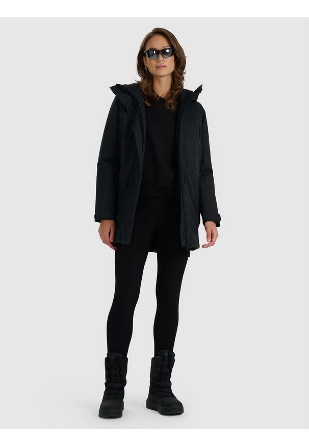 4f - 4F Płaszcz przejściowy membrana 8000 damski - czarny XS. Okazja: na co dzień. Kolor: czarny. Materiał: poliester, materiał. Długość: do kolan. Sezon: zima. Styl: casual