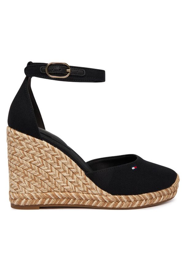TOMMY HILFIGER - Tommy Hilfiger Espadryle Flag High Wedge Espad Closed Toe FW0FW09225 Czarny. Kolor: czarny. Materiał: materiał