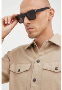 SAINT LAURENT - Saint Laurent okulary przeciwsłoneczne męskie kolor czarny. Kształt: prostokątne. Kolor: czarny. Wzór: geometria