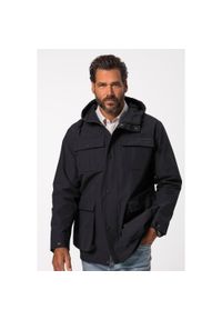 JAY-PI - Męska Kurtka przeciwdeszczowa wodoodporna kaptur kryty zamek w rozm. do 8XL. Kolekcja: plus size. Kolor: niebieski. Materiał: materiał, poliamid, bawełna