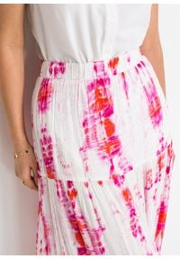 Spódnica maxi z batikowym nadrukiem bonprix biel wełny - różowo-pomarańczowy z nadrukiem. Kolor: biały. Materiał: wełna. Długość: długie. Wzór: nadruk #6