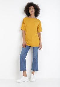 Born2be - Żółty T-shirt Kissosi. Kolor: żółty. Materiał: dzianina. Długość rękawa: krótki rękaw. Długość: krótkie #5