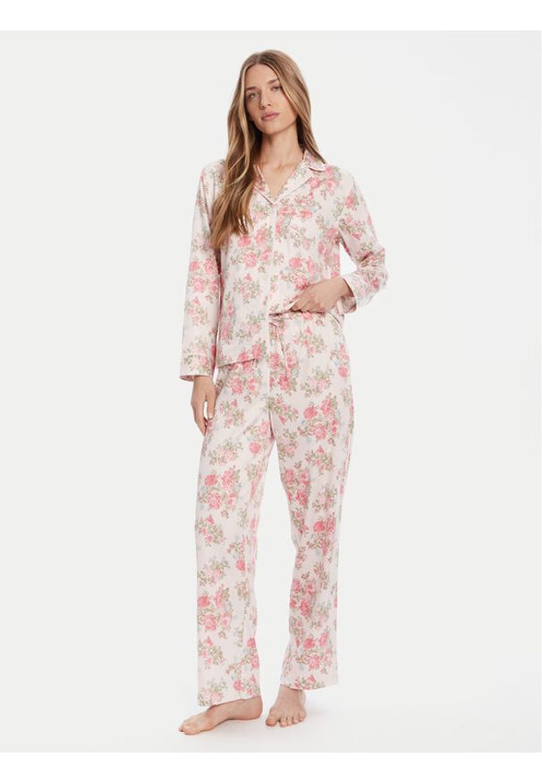Lauren Ralph Lauren - LAUREN RALPH LAUREN Piżama ILN92441 Różowy Regular Fit. Kolor: różowy. Materiał: bawełna