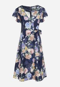 Born2be - Niebieska Kwiatowa Sukienka z Kopertowym Dekoltem Atorina. Okazja: na co dzień, na spotkanie biznesowe, do pracy. Typ kołnierza: dekolt kopertowy. Kolor: niebieski. Wzór: kwiaty. Typ sukienki: kopertowe. Styl: casual, biznesowy #2