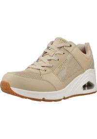 skechers - Buty SKECHERS UNO WEDGE - EVERYTHI Jasnobrązowy. Kolor: brązowy, wielokolorowy, beżowy. Materiał: syntetyk, tkanina