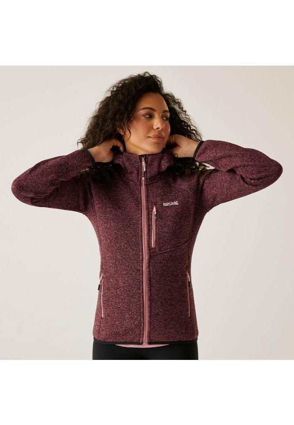 Regatta - Polar damski rozsuwany z kapturem Newhill. Typ kołnierza: kaptur. Kolor: różowy. Materiał: polar. Wzór: melanż. Sport: turystyka piesza