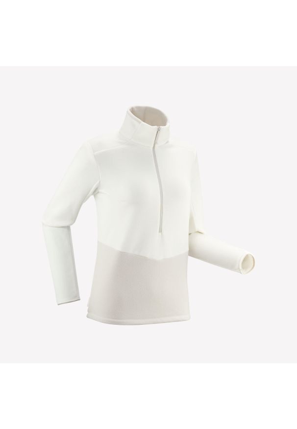 quechua - Polar turystyczny damski Quechua MH500. Kolor: beżowy, wielokolorowy, biały. Materiał: poliester, materiał. Sport: turystyka piesza