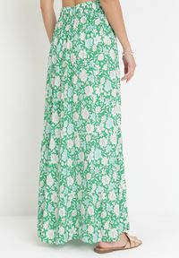 Born2be - Zielona Spódnica Maxi Bawełniana w Kwiaty Shimine. Kolor: zielony. Materiał: bawełna. Wzór: kwiaty #3