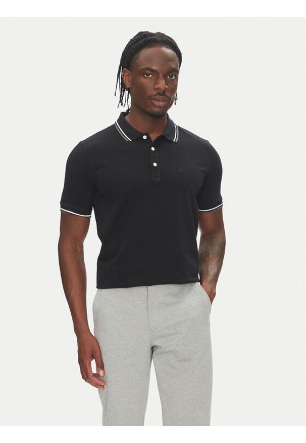 Lindbergh Polo 30-404010 Czarny Relaxed Fit. Typ kołnierza: polo. Kolor: czarny. Materiał: bawełna