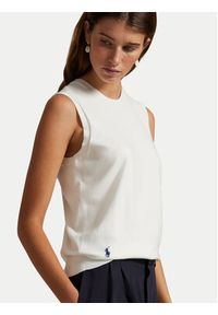 Polo Ralph Lauren Sweter 211972111002 Biały Straight Fit. Typ kołnierza: polo. Kolor: biały. Materiał: bawełna #4
