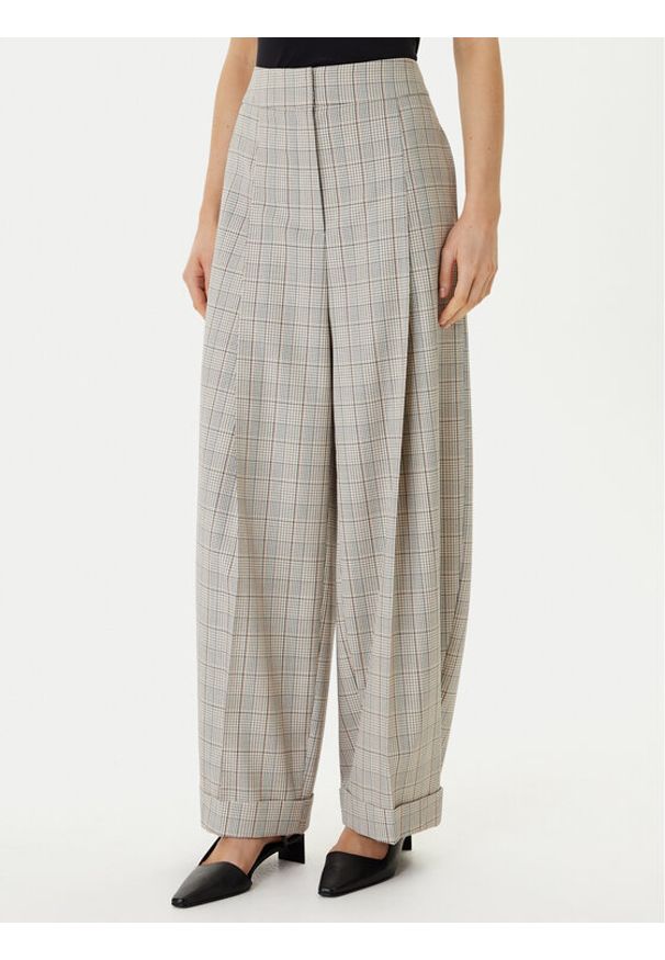 BOSS Spodnie materiałowe Telda1 50553949 Beżowy Oversize. Kolor: beżowy. Materiał: wełna