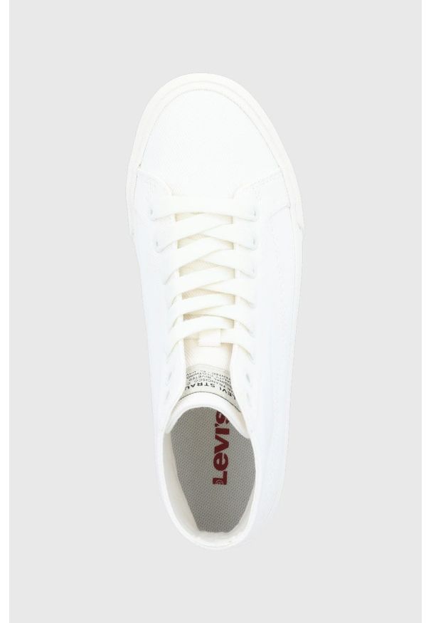 Levi's® - Levi's trampki Decon Mid S damskie kolor biały. Okazja: na spotkanie biznesowe. Zapięcie: sznurówki. Kolor: biały. Materiał: guma. Styl: biznesowy