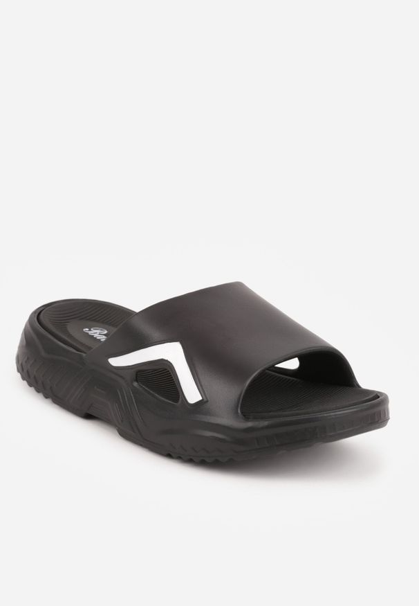 Born2be - Czarne Piankowe Klapki Basenowe na Grubej Podeszwie Atexia. Okazja: do domu, na co dzień, na plażę. Kolor: czarny. Materiał: dresówka. Sezon: lato. Styl: sportowy, klasyczny, wakacyjny, casual