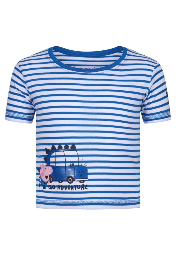 Regatta - TShirt Dziecięcy Świnka Peppa Z Kontrastującymi Paskami. Kolor: niebieski, biały, wielokolorowy