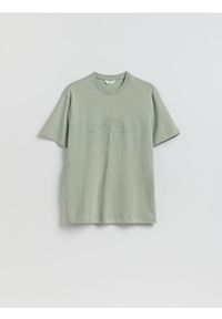 Reserved - T-shirt regular z nadrukiem - jasnoturkusowy. Kolor: turkusowy. Materiał: dzianina, bawełna. Wzór: nadruk #1