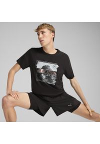 Puma - Męska koszulka do biegania GRAPHICS SEASONS PUMA Black. Kolor: czarny. Sport: bieganie, fitness