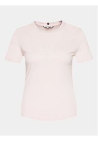 TOMMY HILFIGER - Tommy Hilfiger T-Shirt Flag Script WW0WW41761 Różowy Slim Fit. Kolor: różowy. Materiał: bawełna