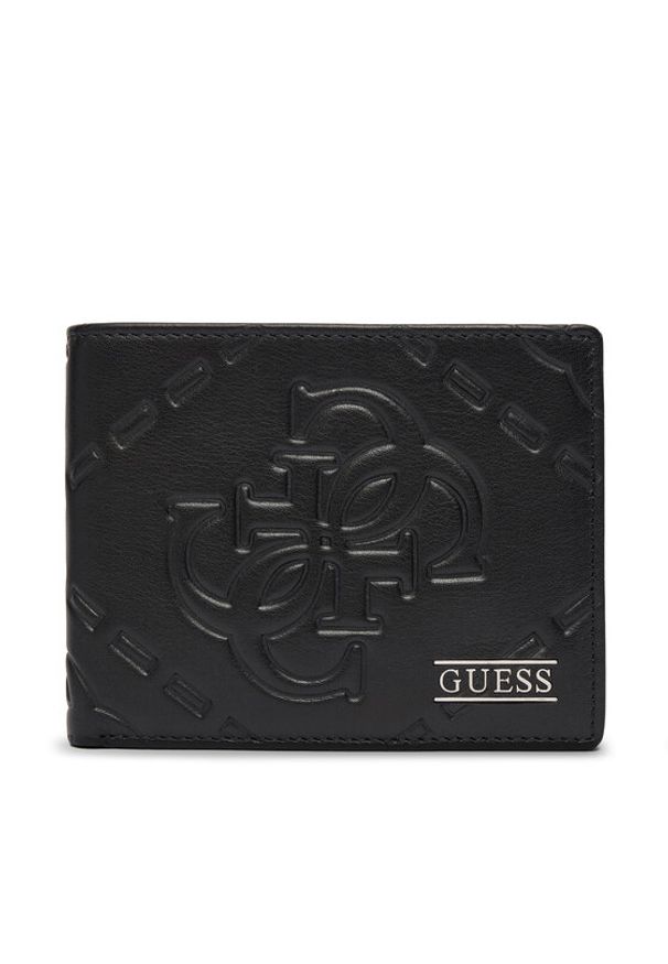 Guess Duży Portfel Męski SMBOMG LEA20 Czarny. Kolor: czarny. Materiał: skóra