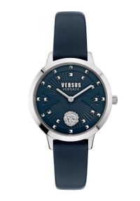 Versus Versace Zegarek VSPZK0121 damski kolor granatowy. Kolor: niebieski. Materiał: skóra, materiał