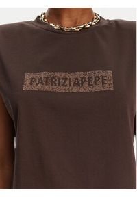 Patrizia Pepe T-Shirt 2M4423/J274-B825 Brązowy Regular Fit. Kolor: brązowy. Materiał: bawełna #4