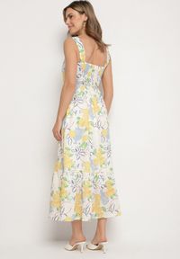 Born2be - Beżowa Sukienka z Bawełny ze Wzorem Cytryn Evitriss. Okazja: na co dzień, na spacer. Kolor: beżowy. Materiał: bawełna. Długość rękawa: na ramiączkach. Sezon: lato. Styl: klasyczny, casual #5