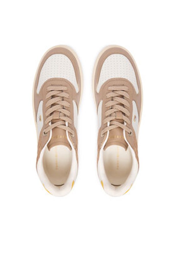 TOMMY HILFIGER - Tommy Hilfiger Sneakersy Th Sporty Cupsole Tumbled Ltr FW0FW09024 Beżowy. Kolor: beżowy. Materiał: skóra