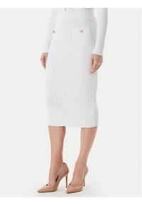 Guess Spódnica ołówkowa W5YD66 Z0130 Biały Slim Fit. Kolor: biały. Materiał: wiskoza