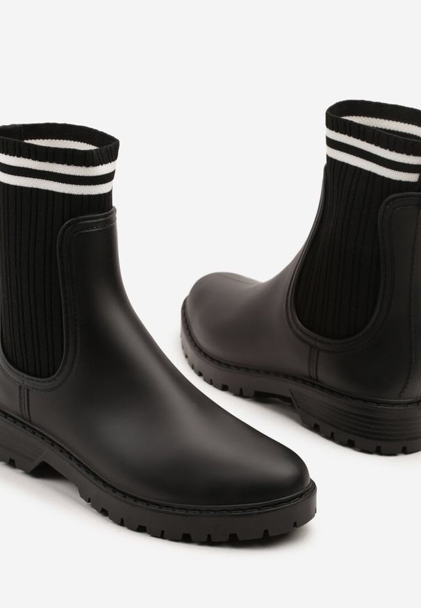 Born2be - Czarne Kalosze ze Skarpetkową Cholewką Lanisora. Okazja: na co dzień, na spacer. Kolor: czarny. Szerokość cholewki: normalna. Styl: sportowy, elegancki, casual