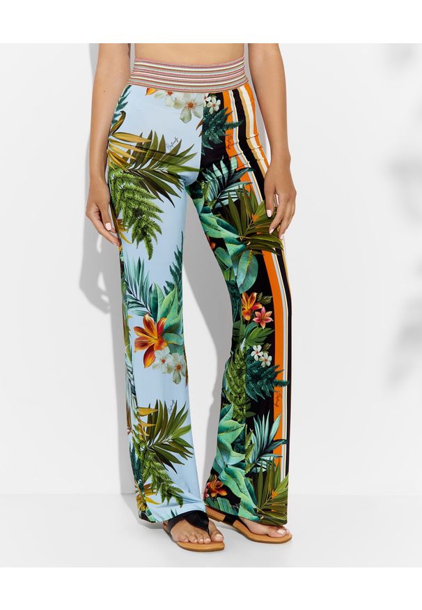 CRISTINAEFFE MILANO - Szerokie spodnie z kwiatowym printem. Kolor: zielony. Długość: długie. Wzór: kwiaty, nadruk. Sezon: lato