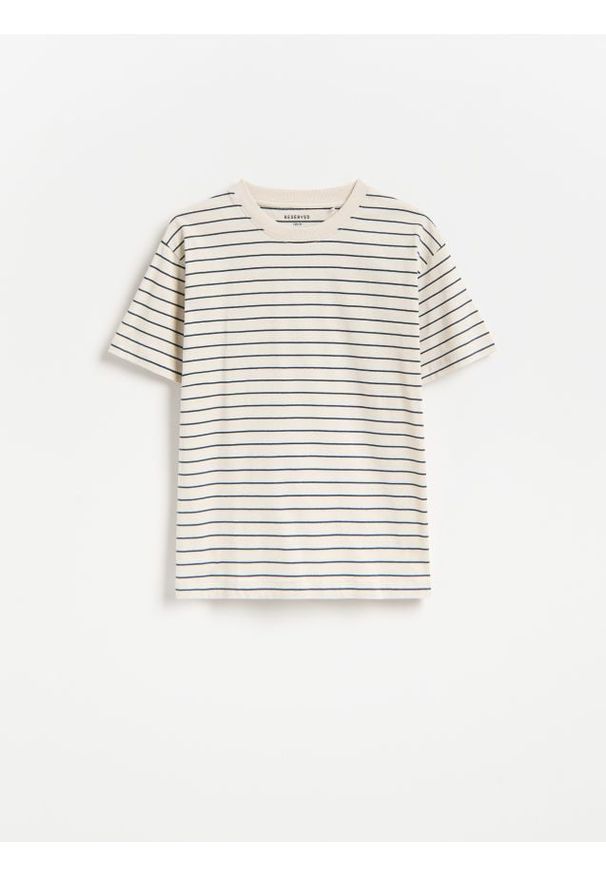 Reserved - Bawełniany t-shirt - beżowy. Kolor: beżowy. Materiał: bawełna