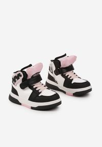 Born2be - Czarno-Różowe Skórzane Botki Sneakersy z Ociepleniem Noninor. Okazja: na imprezę, na co dzień, na uczelnię. Zapięcie: rzepy. Kolor: czarny. Materiał: skóra. Sezon: zima, jesień. Styl: klasyczny, casual, elegancki