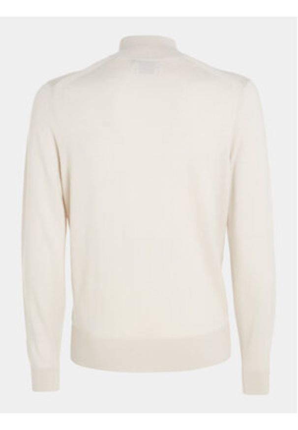 Calvin Klein Sweter Superior K10K110424 Beżowy Regular Fit. Kolor: beżowy. Materiał: wełna