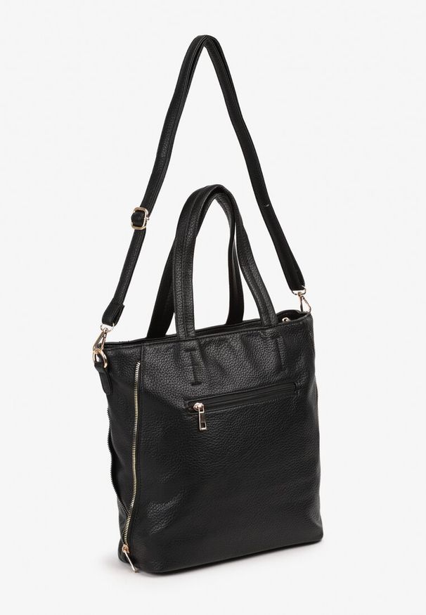 Renee - Czarna Torebka Shopper na Ramię z Paskiem z Regulacją Vemeriana. Kolor: czarny. Sezon: lato, wiosna. Styl: elegancki, casual. Rodzaj torebki: na ramię
