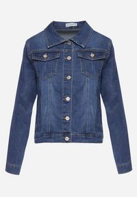 Born2be - Granatowa Jeansowa Kurtka z Przetarciami i Kieszeniami z Klapami Hazelle. Okazja: na co dzień. Kolor: niebieski. Materiał: jeans. Długość rękawa: długi rękaw. Długość: długie. Styl: casual, klasyczny #8