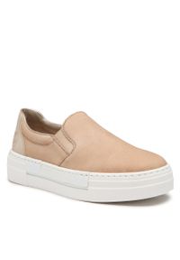 Sneakersy Rieker N4951-60 Beige. Kolor: beżowy. Materiał: skóra, nubuk