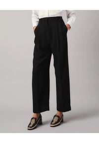 Tory Burch - TORY BURCH - Czarne spodnie z krepy. Stan: podwyższony. Kolor: czarny. Materiał: materiał. Długość: długie #1