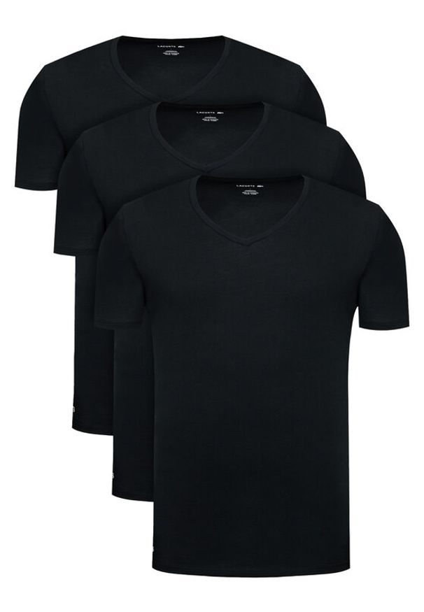 Lacoste Komplet 3 t-shirtów TH3374 Czarny Slim Fit. Kolor: czarny. Materiał: bawełna