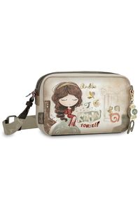 Torebka damska Anekke, mała z regulowanym paskiem na ramię i zapięciem na suwak, beżowa, 42703-447. Kolor: szary. Wzór: aplikacja. Materiał: zdobione. Styl: casual. Rodzaj torebki: na ramię #9