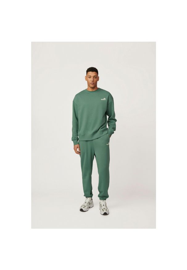 Spodnie Kubota ciemnozielone męskie. Kolor: zielony. Materiał: bawełna, dresówka