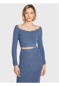 Guess Sweter W3RR09 Z2QA0 Niebieski Slim Fit. Kolor: niebieski. Materiał: syntetyk #1