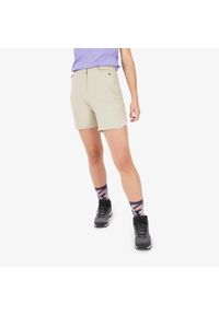 quechua - Spodenki turystyczne damskie Quechua MH500. Kolor: beżowy. Materiał: elastan, poliamid, bawełna, materiał, poliester