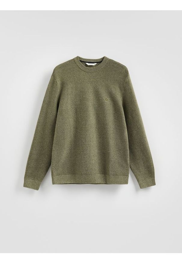 Reserved - Sweter z domieszką lyocellu - ciemnozielony. Kolor: zielony. Materiał: dzianina