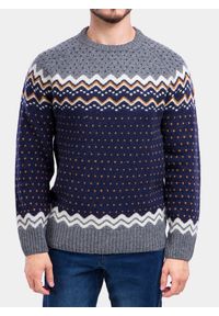 Fjällräven - Sweter męski Fjallraven Ovik Knit Sweater. Kolor: niebieski, wielokolorowy, czarny. Sport: turystyka piesza #2