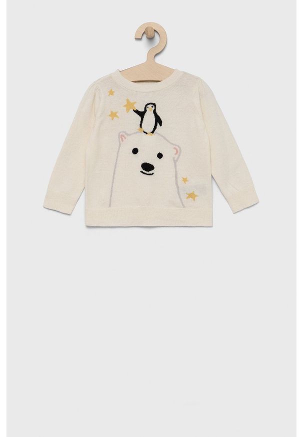 GAP Sweter bawełniany dziecięcy kolor beżowy lekki. Okazja: na co dzień. Kolor: beżowy. Materiał: bawełna. Styl: casual