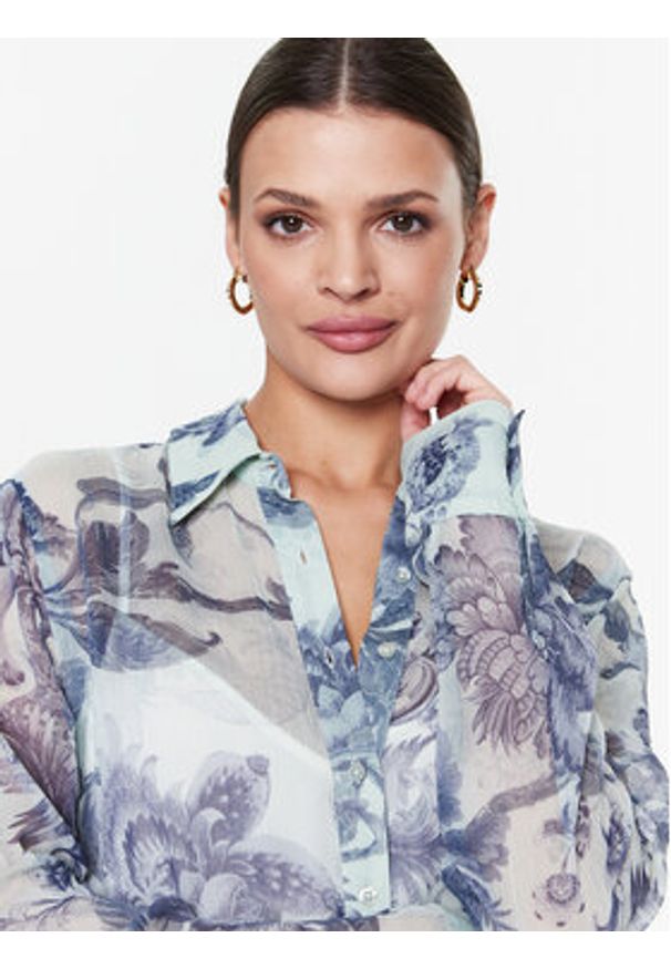 Guess Sukienka koszulowa W3RK18 WDW52 Błękitny Regular Fit. Kolor: niebieski. Materiał: syntetyk. Typ sukienki: koszulowe