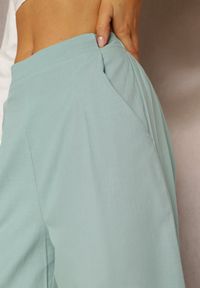 Renee - Zielone Szerokie Spodnie z Gumką w Pasie Vithan. Kolor: zielony. Materiał: tkanina, bawełna #4