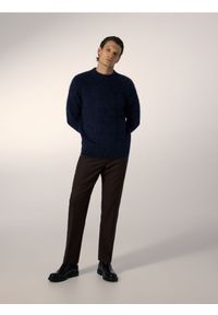 Reserved - Sweter z wełny i alpaki - granatowy. Kolor: niebieski. Materiał: wełna
