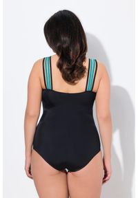 ULLA POPKEN - Damski Kostium kąpielowy kwiaty miękkie miseczki 4 ramiączka. Kolekcja: plus size. Kolor: czarny. Materiał: poliester, elastan, poliamid, materiał. Wzór: kwiaty